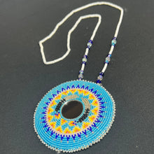 Load image into Gallery viewer, Round Blue Beaded Medallion
