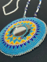 Load image into Gallery viewer, Round Blue Beaded Medallion
