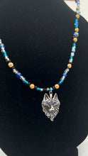 Load image into Gallery viewer, Wolf Charm Necklace (blues)
